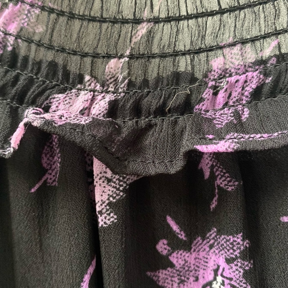 SZ S Aqua Black/Purple  Long Sleeve Floral Print Midi Dress - Picture 6 of 9